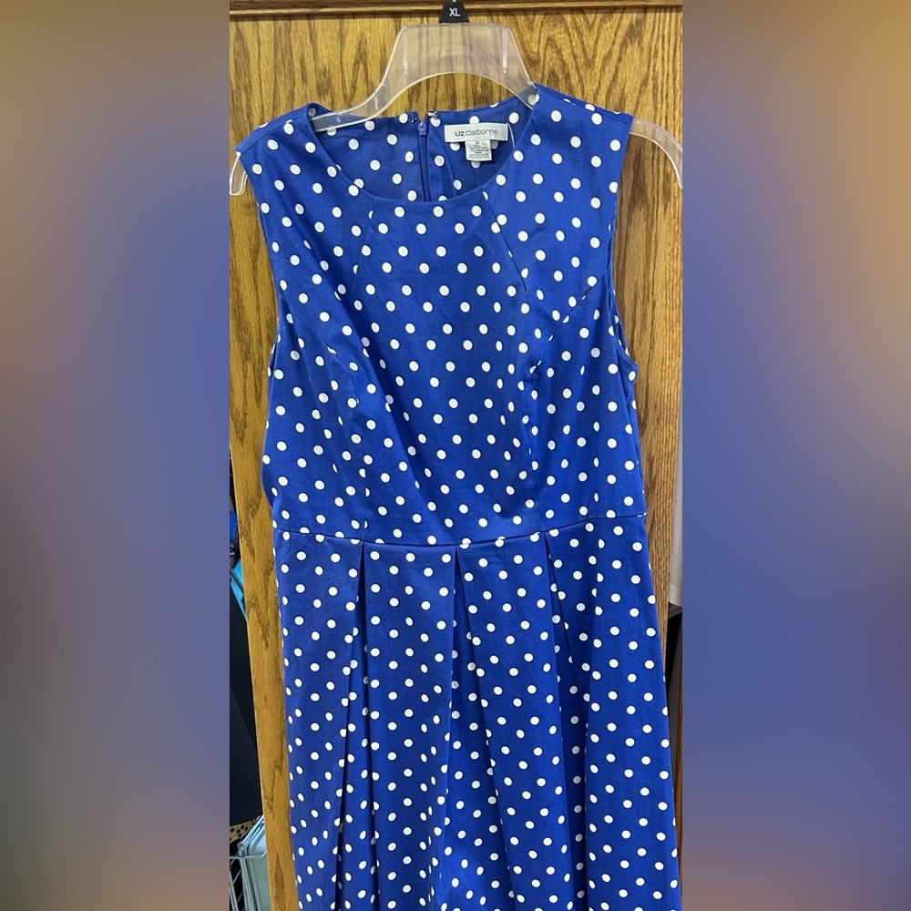 Liz Claiborne Blue Sleeveless V-Neck Midi Dress